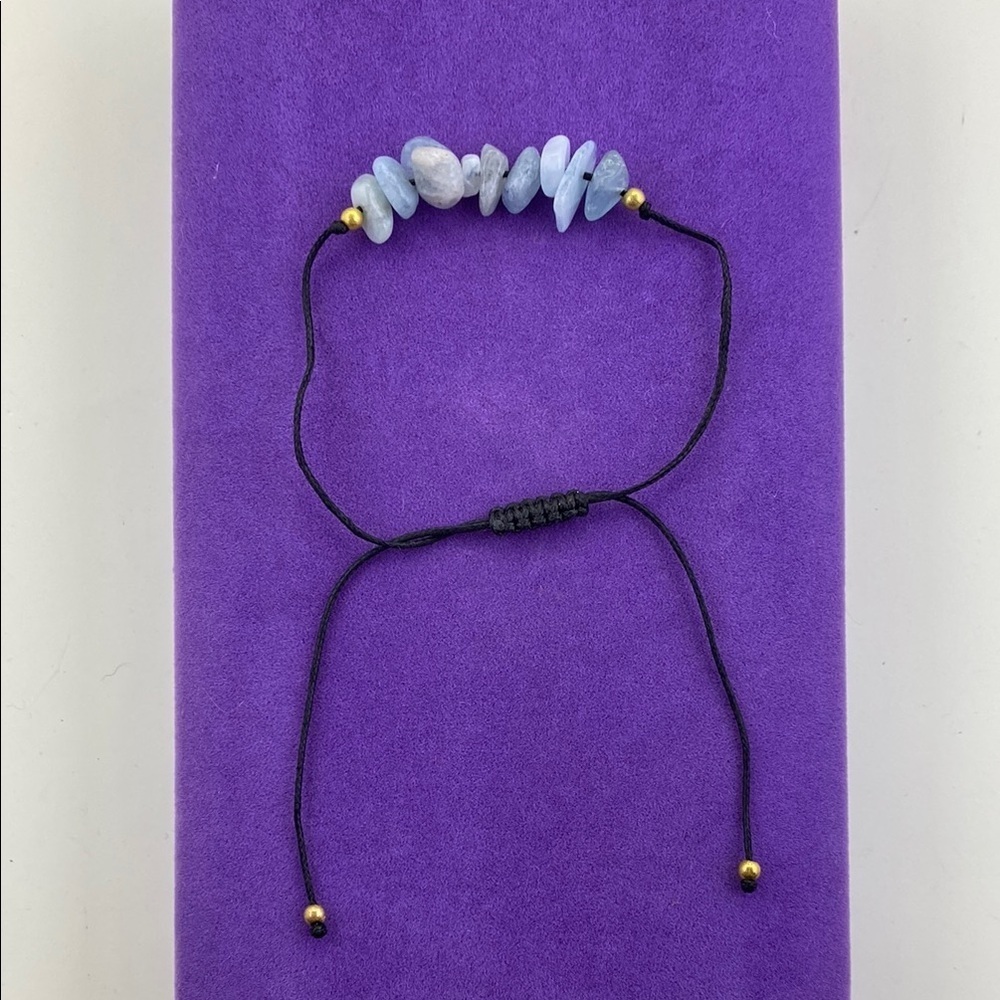 💛 Boho Gold Plated Bead & Blue Stone Adjustable Bracelet
